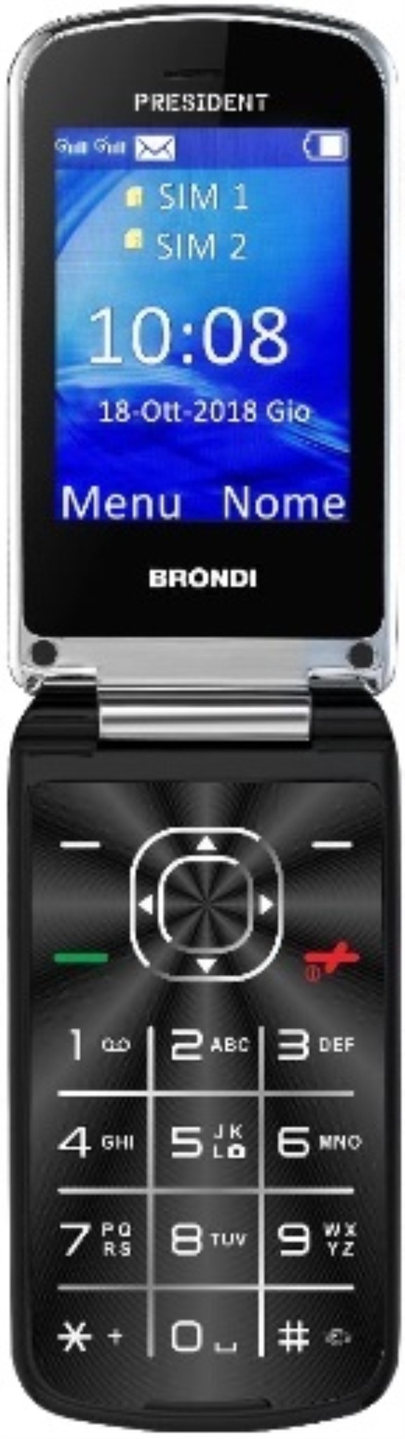 BROTHER Cellulare Brondi President 2 flip attivo nero